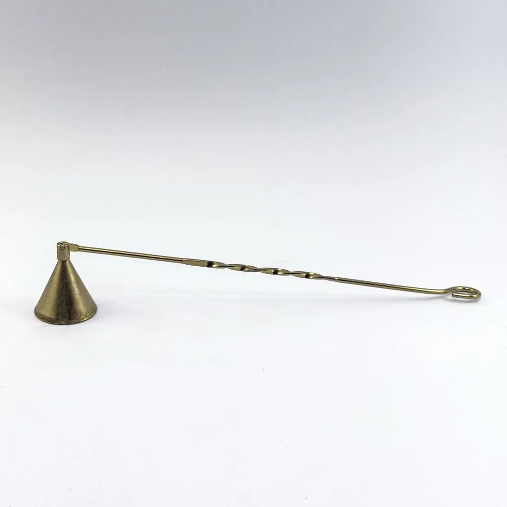 Vtg 11” Brass Twisted Handle Cone Shape Candle Flame Snuffer Extinguisher Rustic - Picture 1 of 4